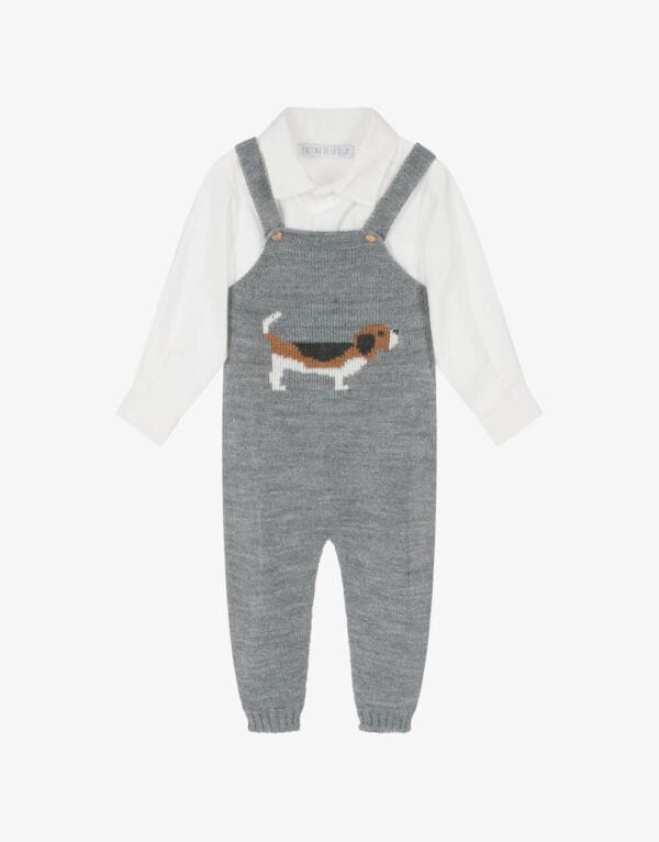 Boys Grey Knitted Shorts Set - Image 3