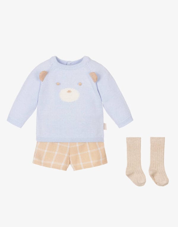 Boys Grey Knitted Shorts Set - Image 2