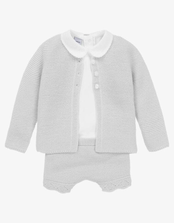 Boys Grey Knitted Shorts Set